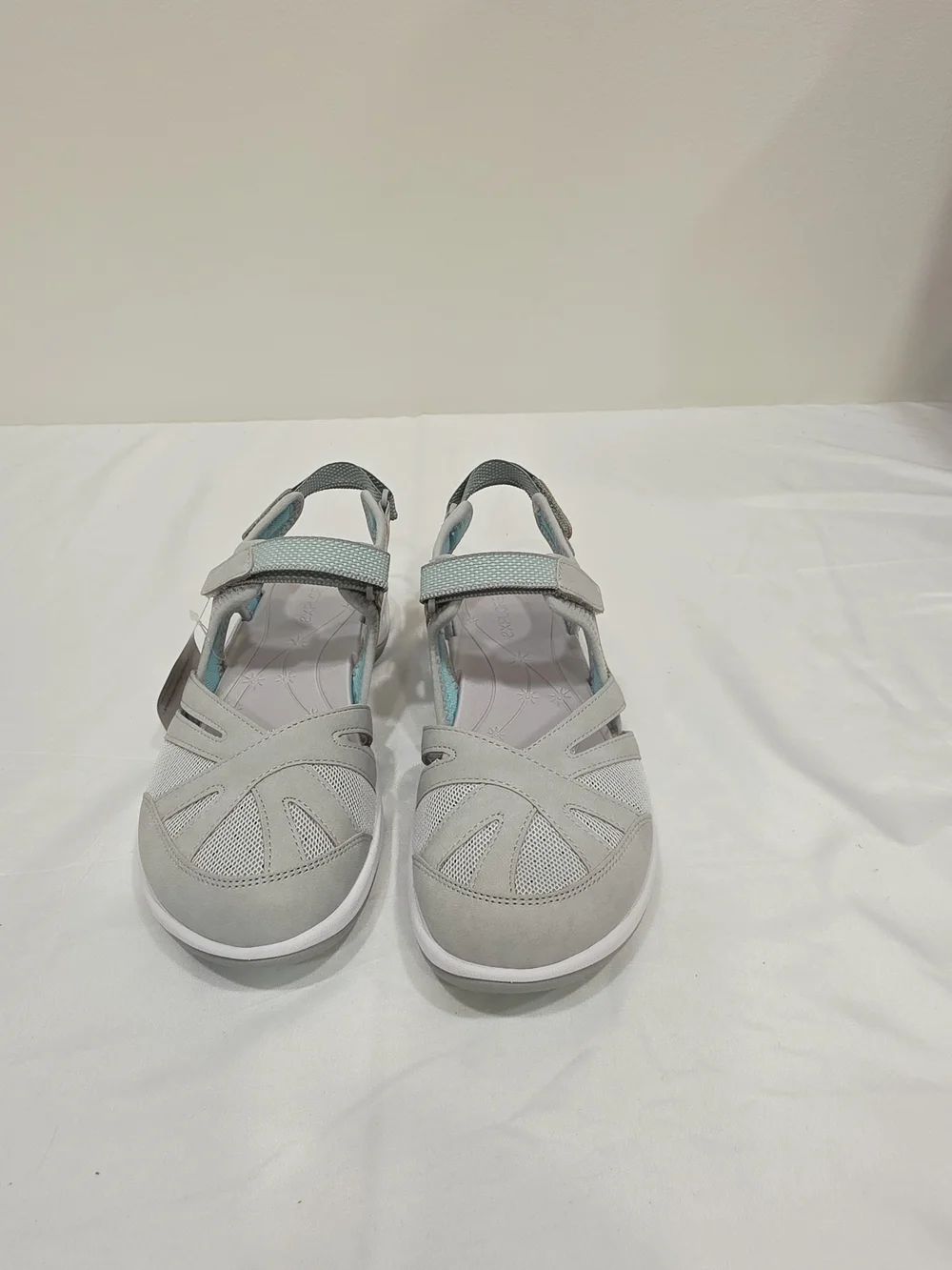 Easy Spirit Light Gray and Teal Esplash 3 Casual Mary Jane Slingback Sandals